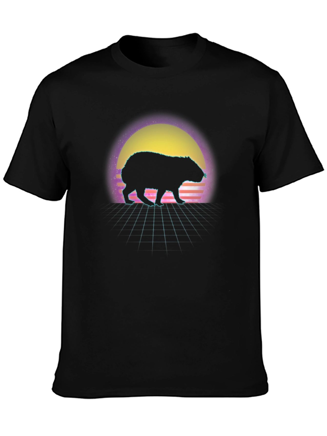 Retro Capybara Sunset Graphic Tee