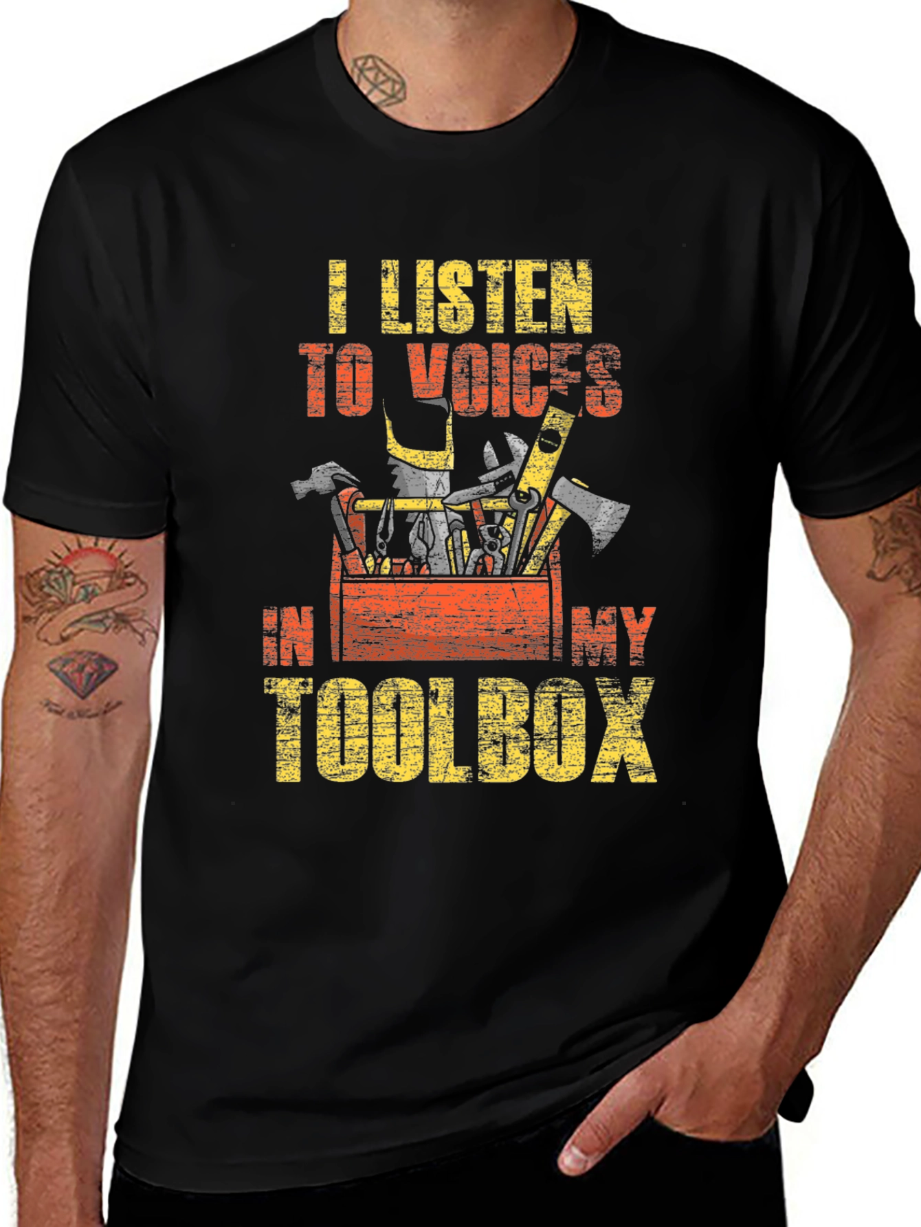 Toolbox Voices Mens Black Graphic T-Shirt