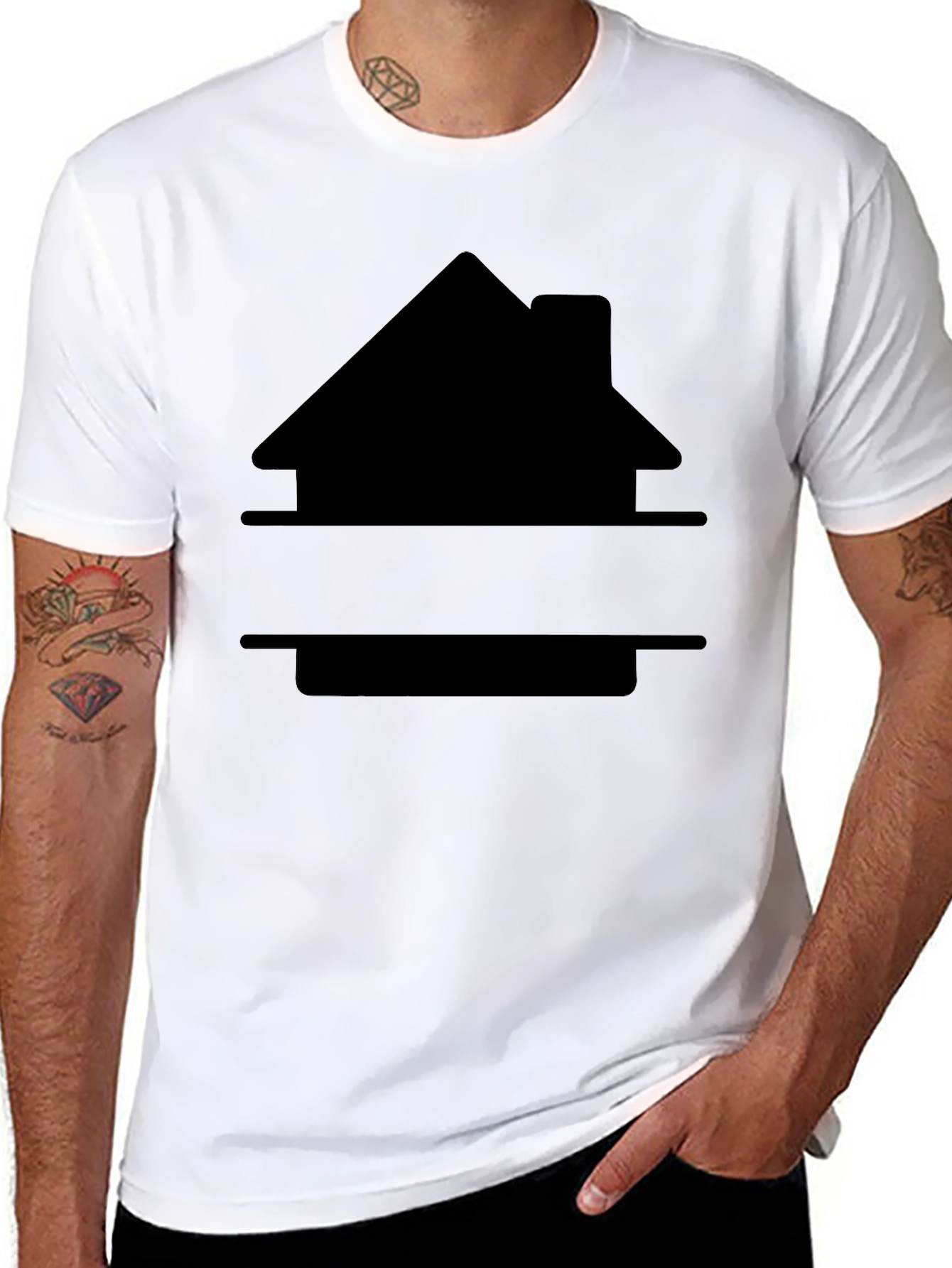 Customizable House Graphic Tee - Black
