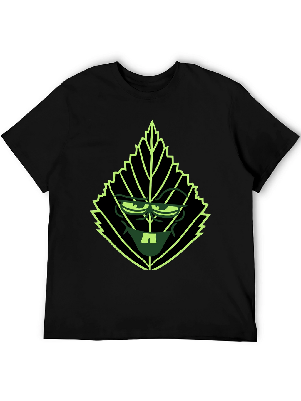 Leaf Character Graphic Tee - Black Cotton Blend