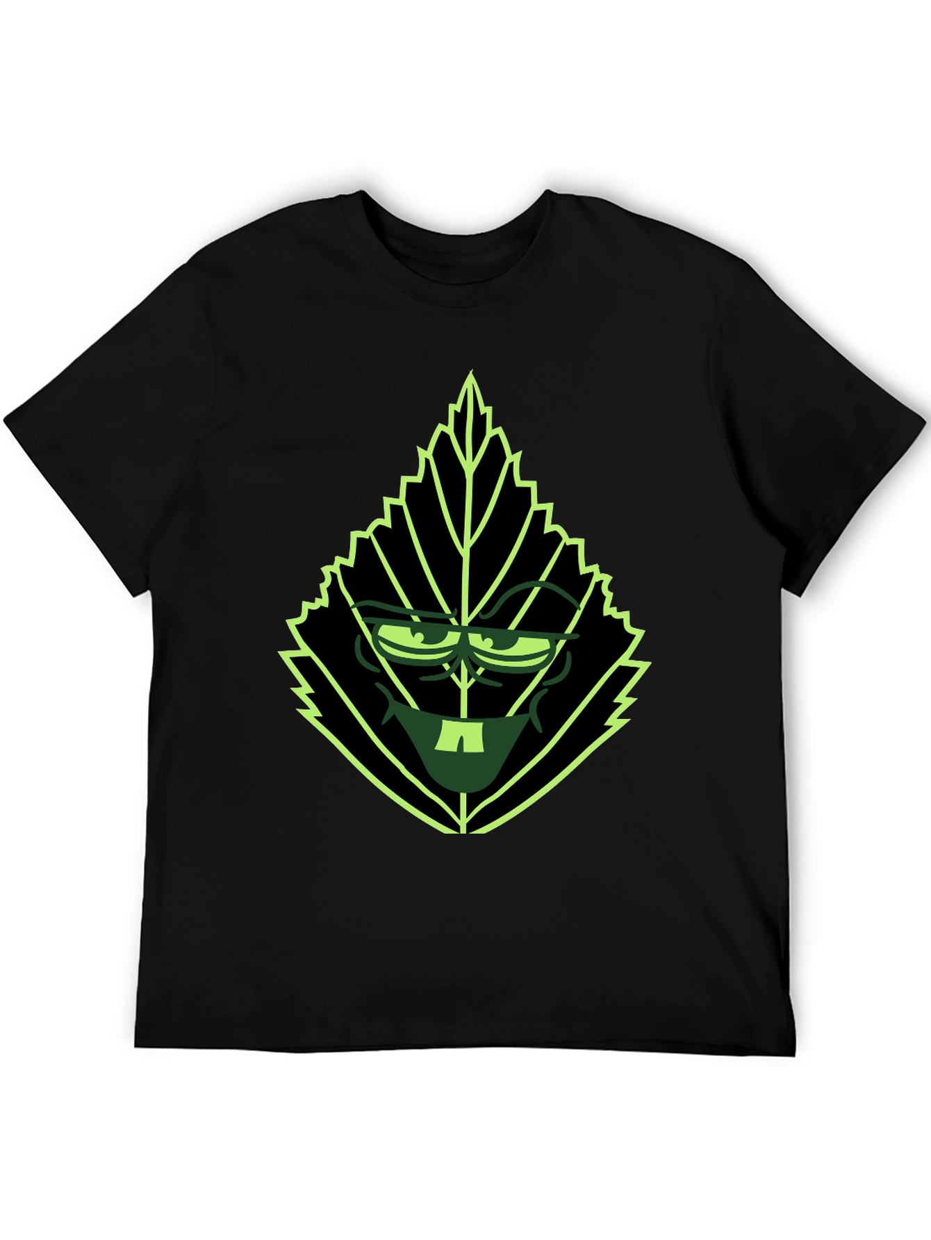 Leaf Character Graphic Tee - Black Cotton Blend