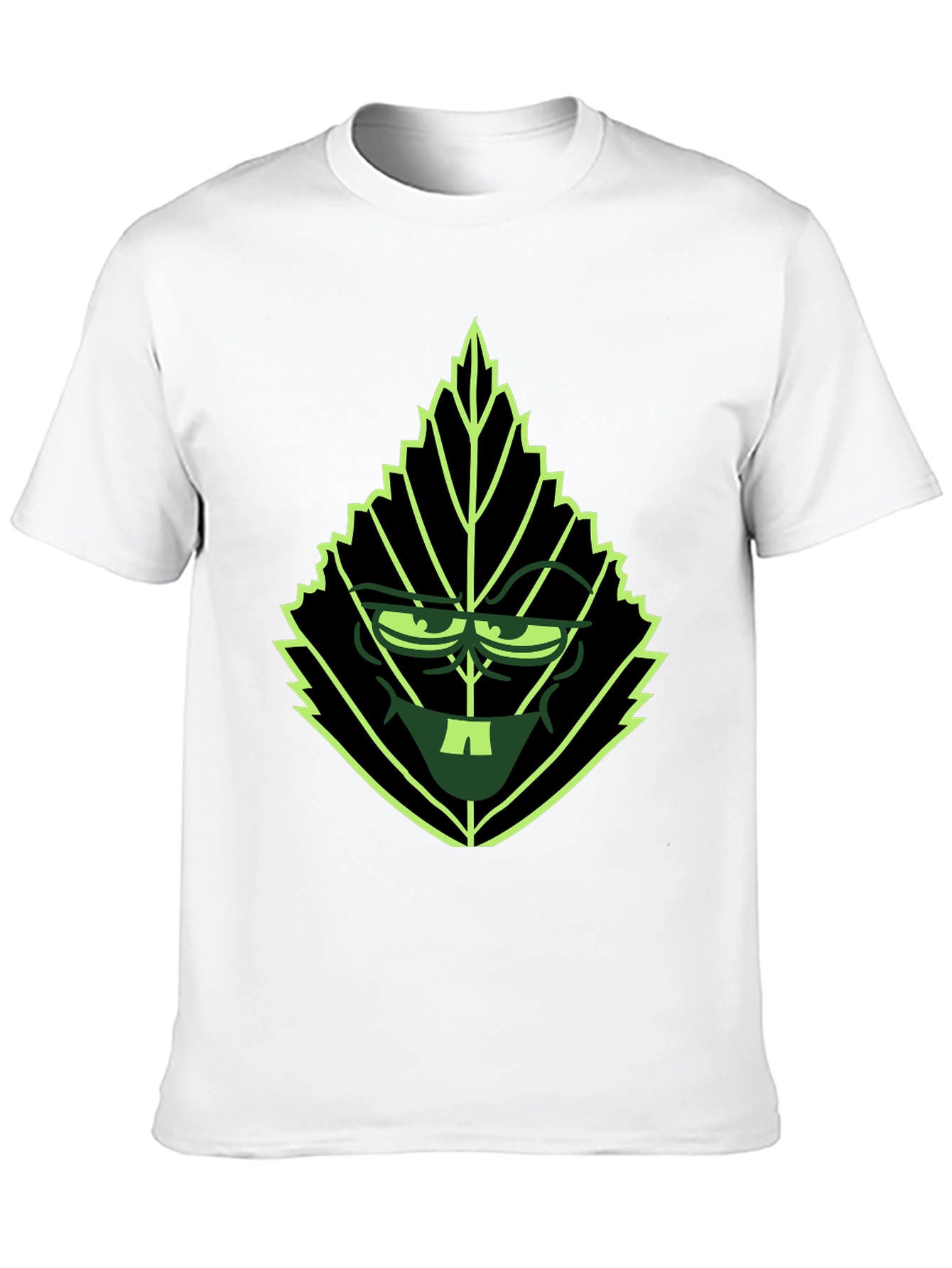 Leaf Character Graphic Tee - Black Cotton Blend