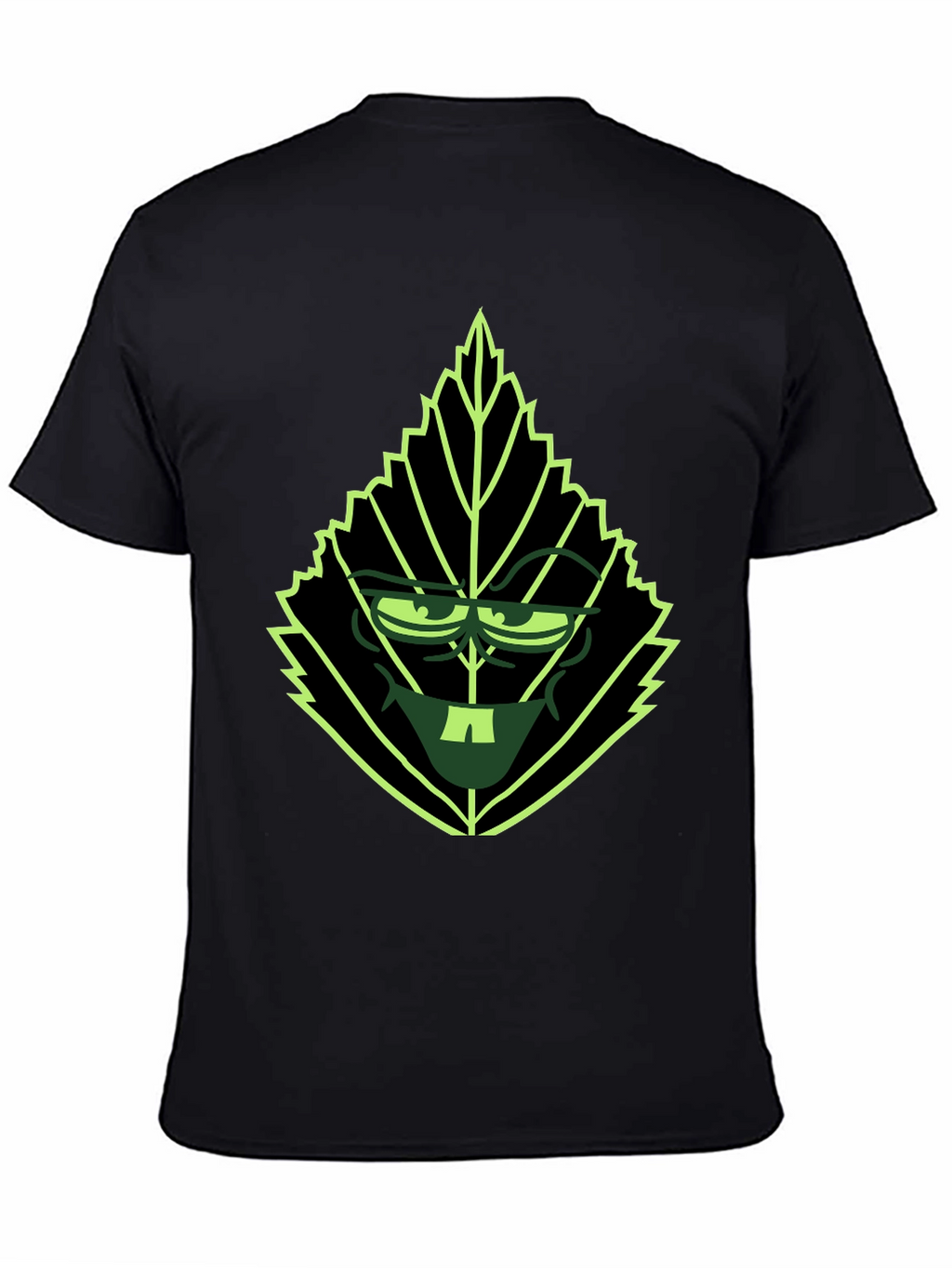 Leaf Character Graphic Tee - Black Cotton Blend