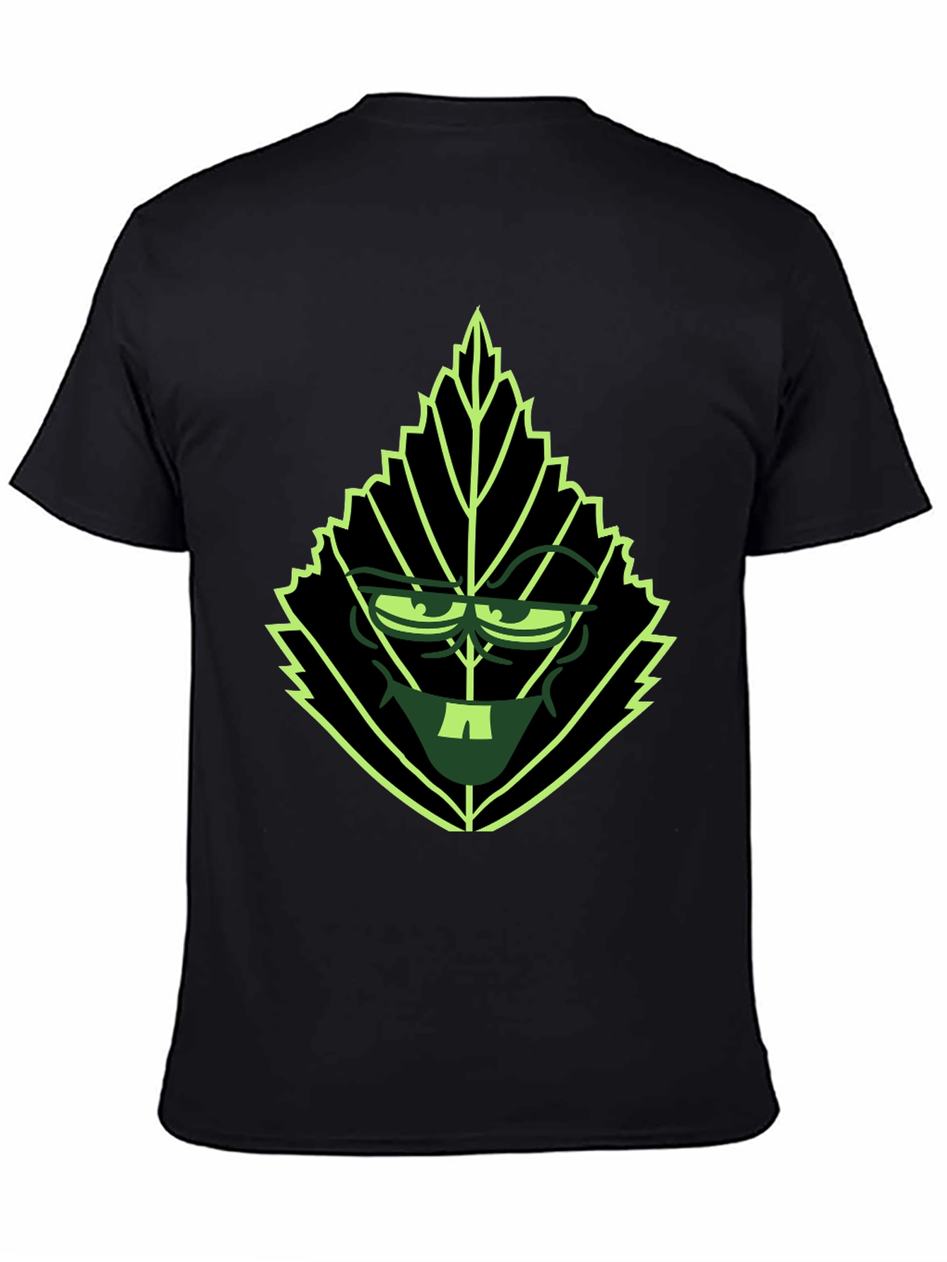 Leaf Character Graphic Tee - Black Cotton Blend