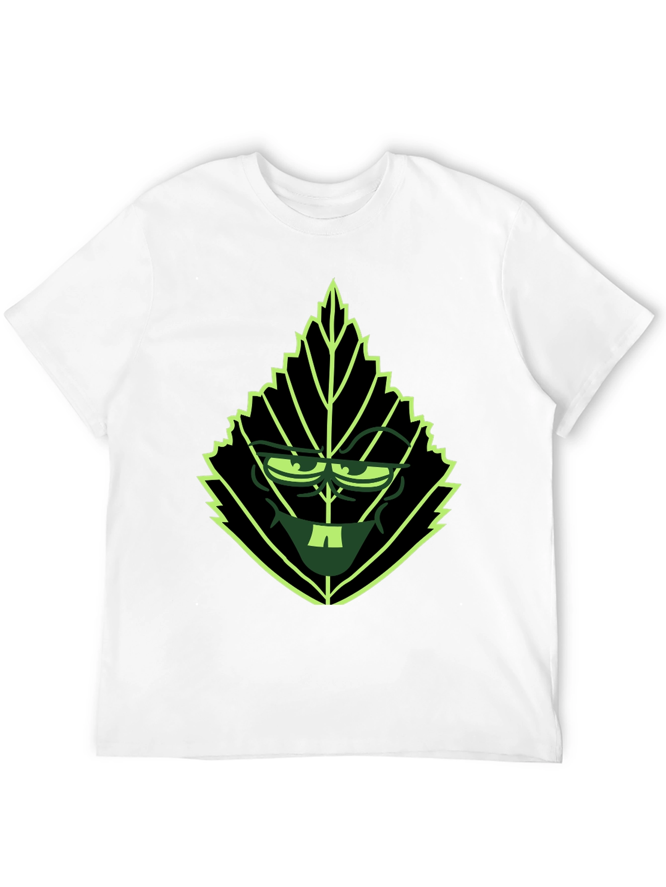 Leaf Character Graphic Tee - Black Cotton Blend