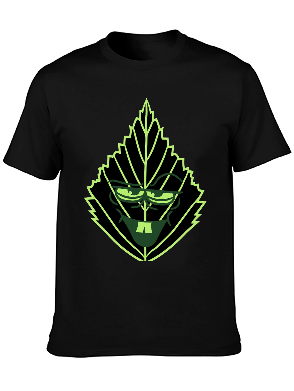 Leaf Character Graphic Tee - Black Cotton Blend