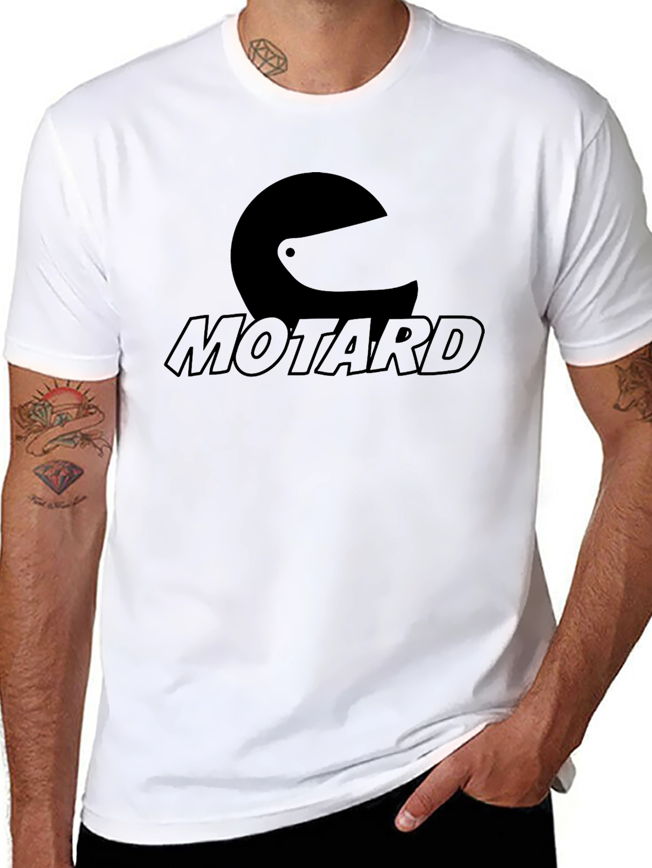 Motard Helmet Graphic Tee - Black