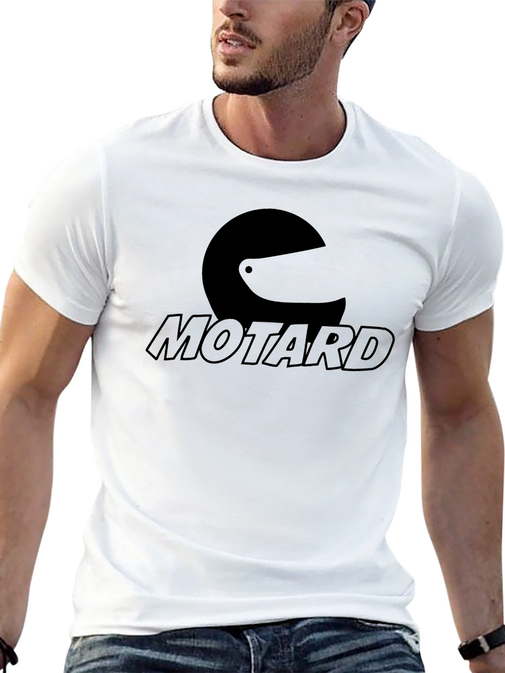 Motard Helmet Graphic Tee - Black