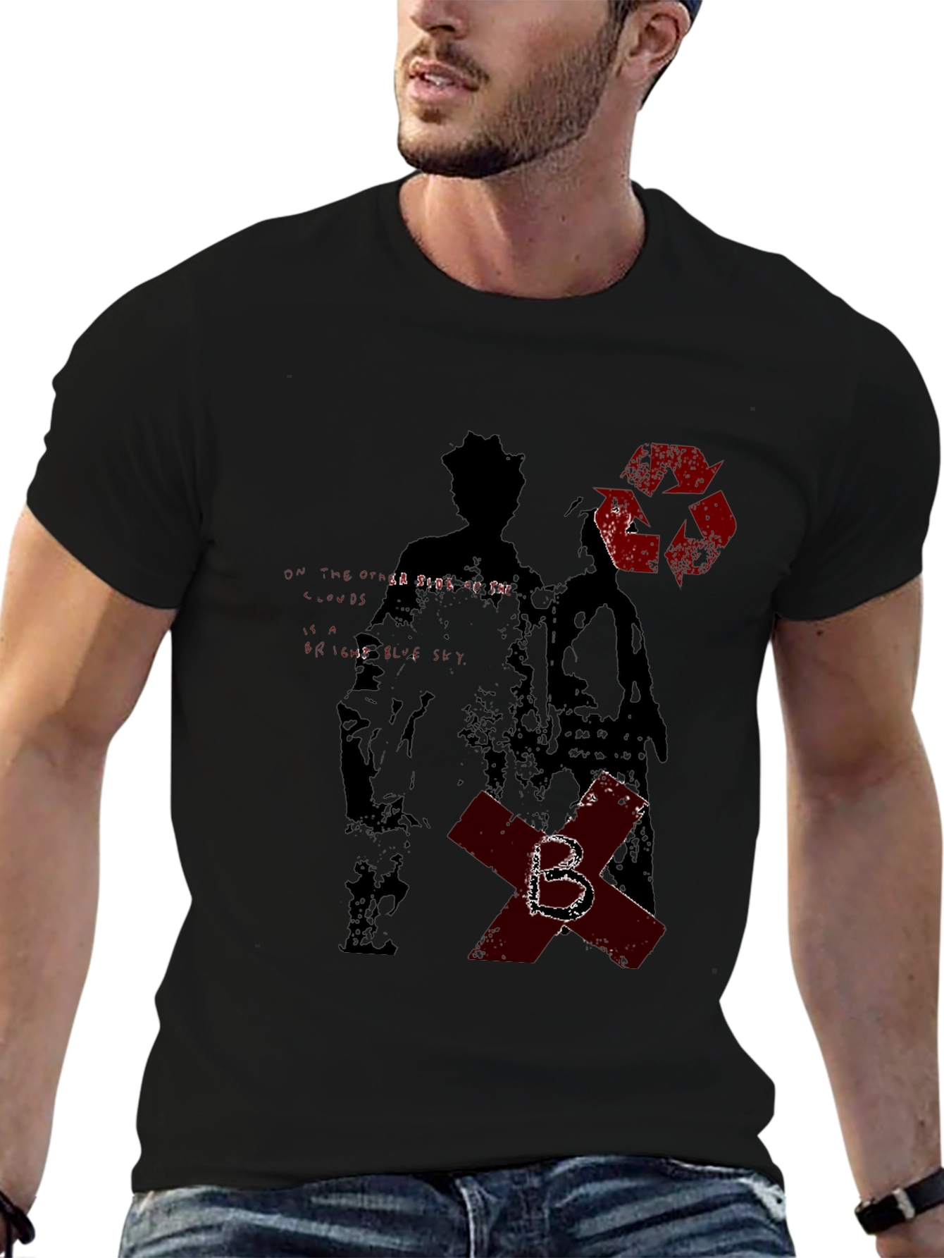 Edgy Graphic Print Black T-Shirt