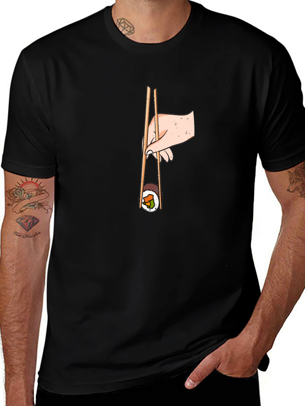 Sushi Lover T-Shirt - Chopsticks and Roll Graphic Tee