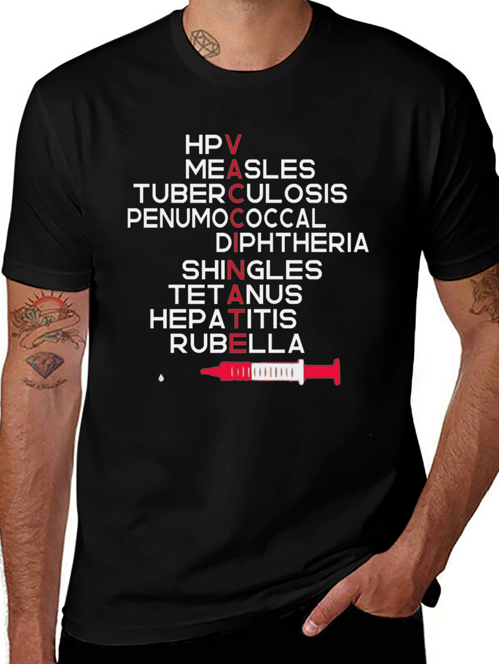 Vaccinate Black T-Shirt - Health & Safety Awareness