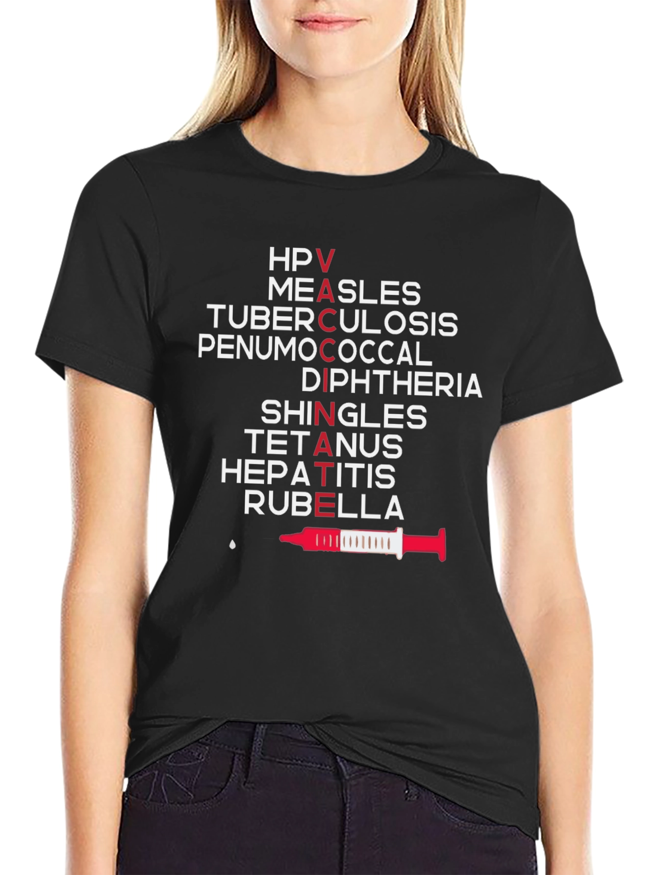 Vaccinate Black T-Shirt - Health & Safety Awareness