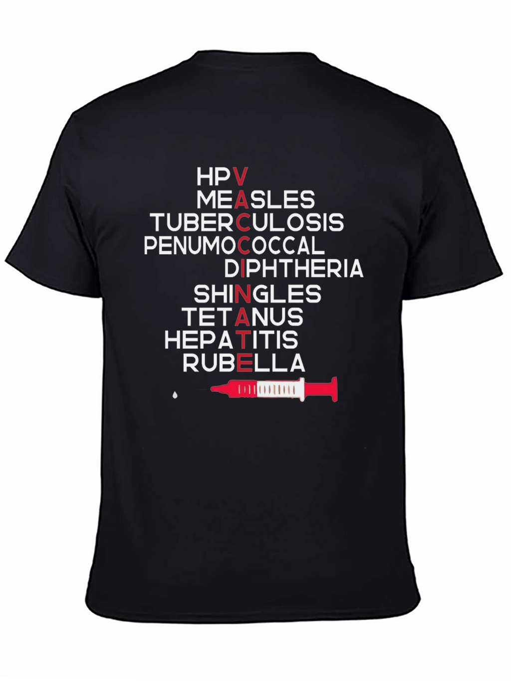 Vaccinate Black T-Shirt - Health & Safety Awareness