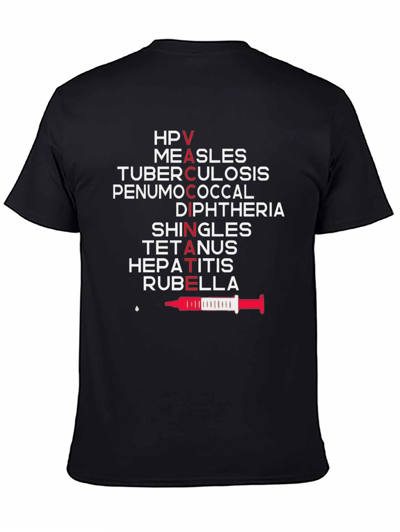Vaccinate Black T-Shirt - Health & Safety Awareness
