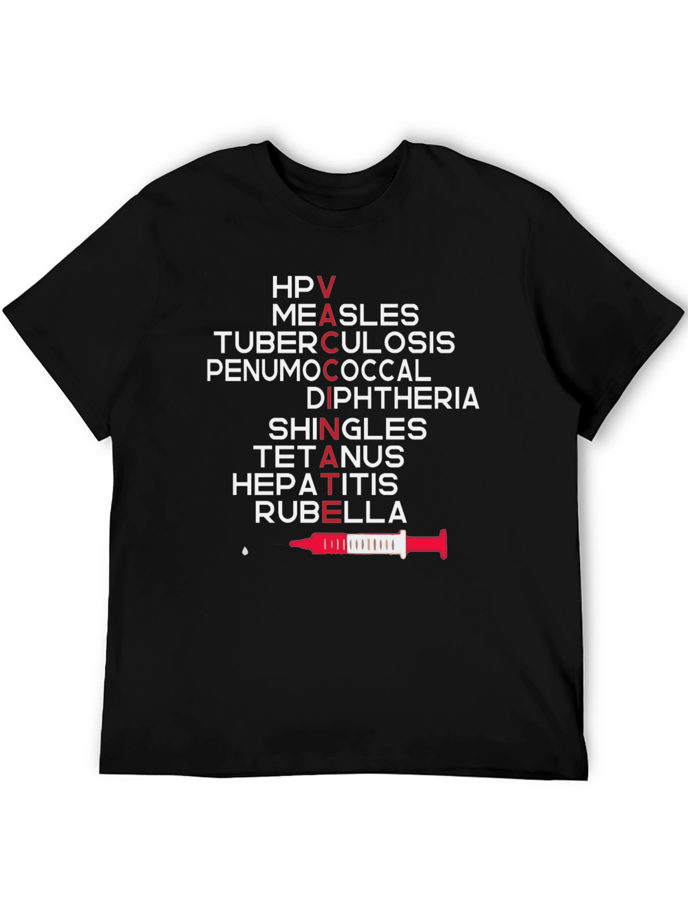 Vaccinate Black T-Shirt - Health & Safety Awareness