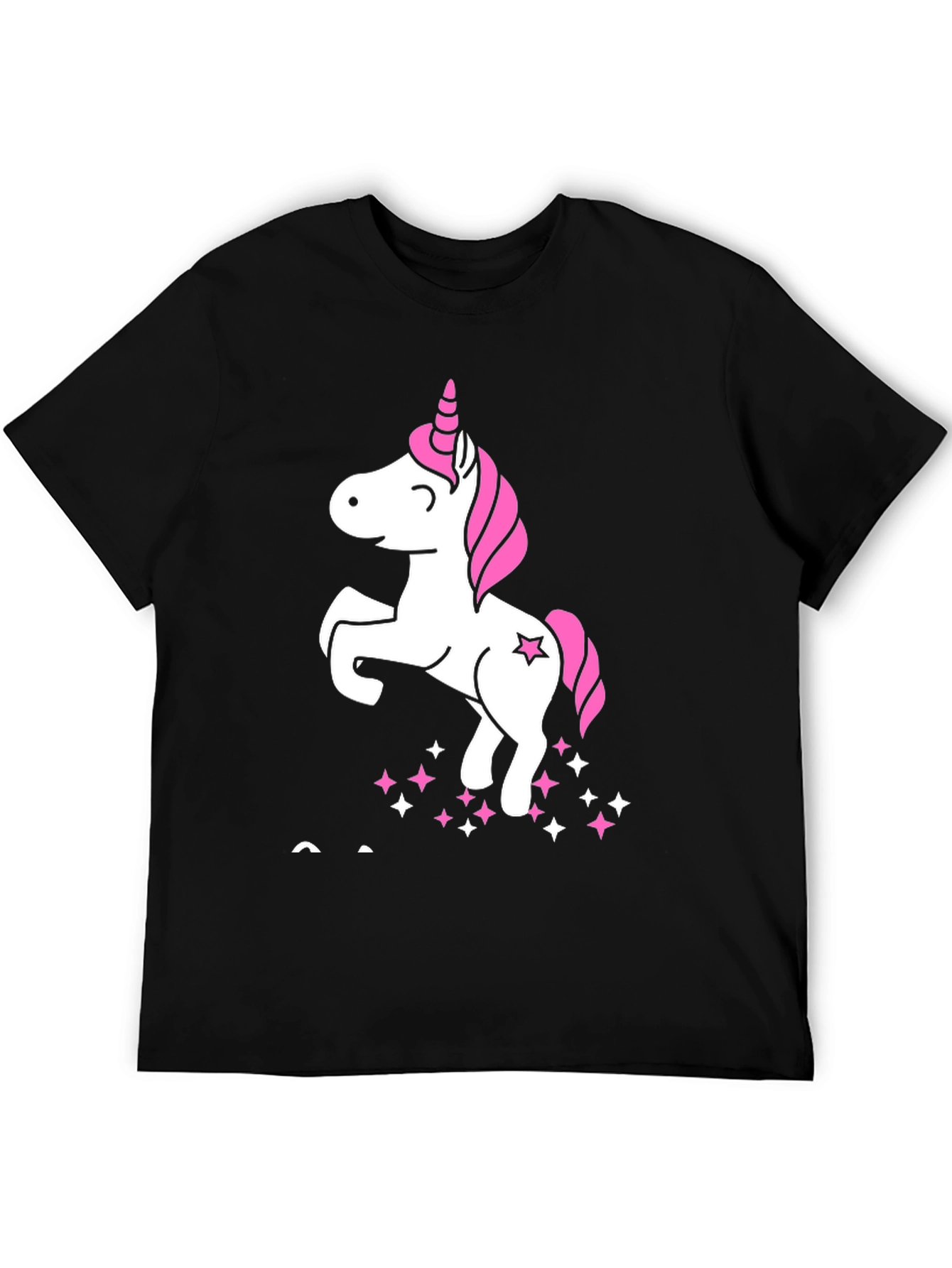 Unicorn Graphic Tee - Black Cotton Casual Shirt