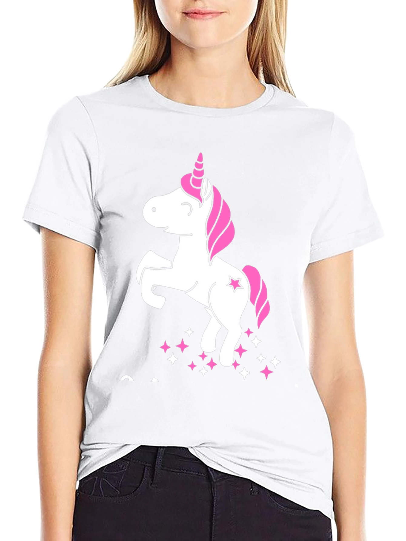 Unicorn Graphic Tee - Black Cotton Casual Shirt