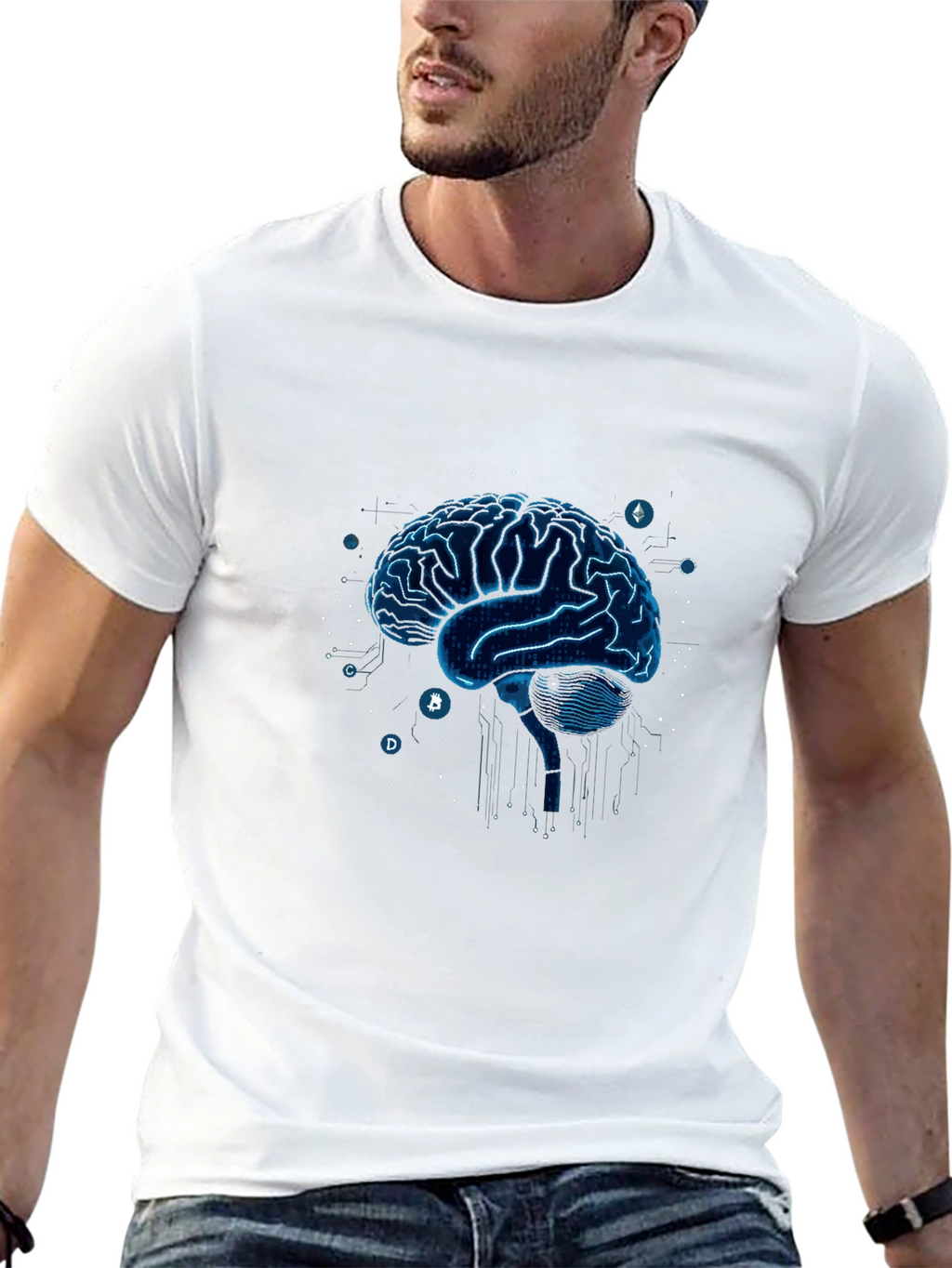 Tech Brain T-Shirt - Modern Digital Design