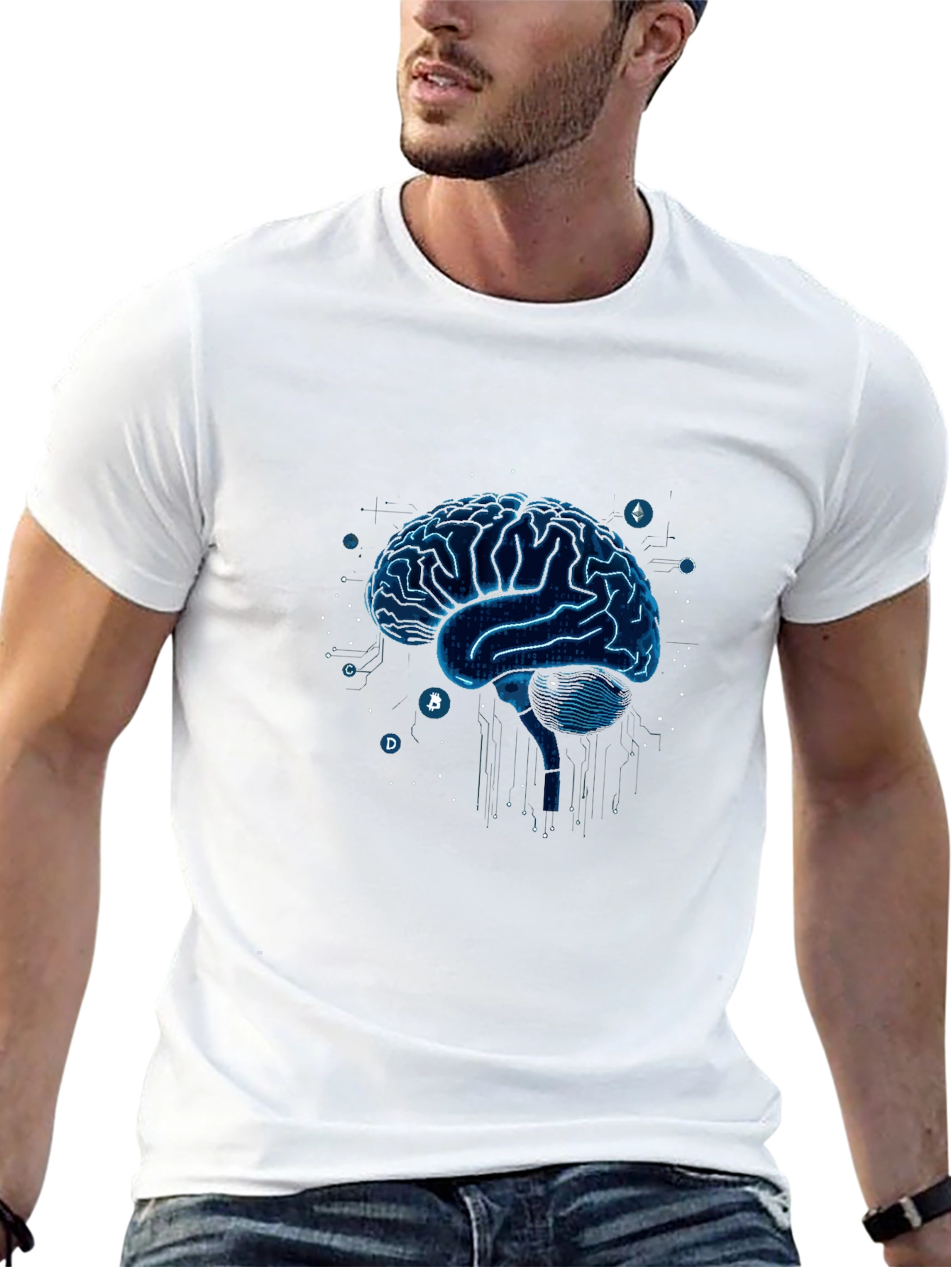 Tech Brain T-Shirt - Modern Digital Design