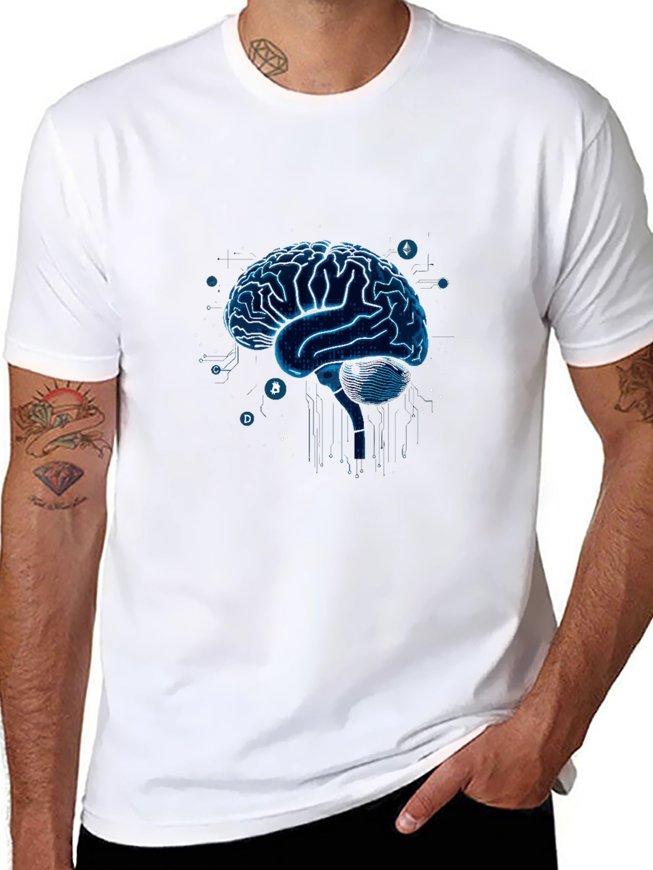 Tech Brain T-Shirt - Modern Digital Design