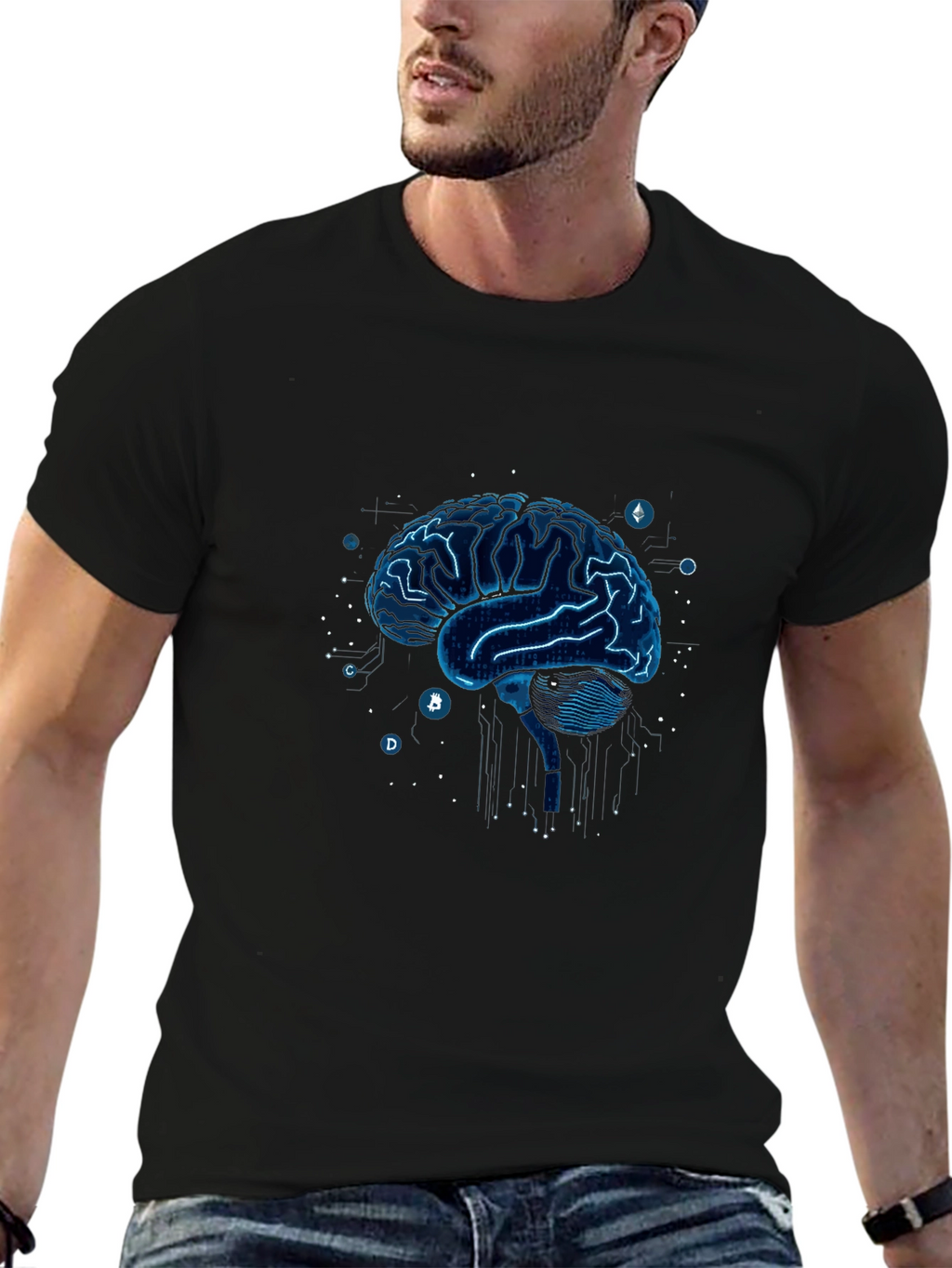 Tech Brain T-Shirt - Modern Digital Design