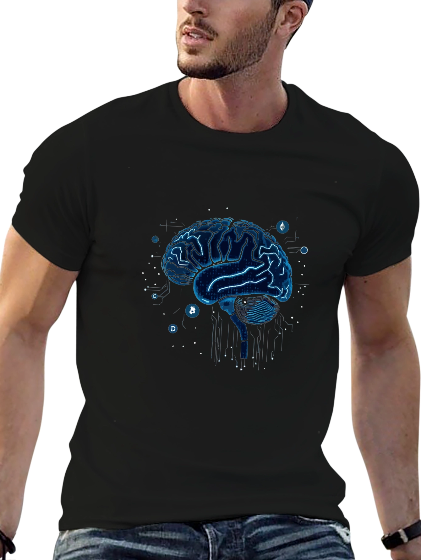 Tech Brain T-Shirt - Modern Digital Design