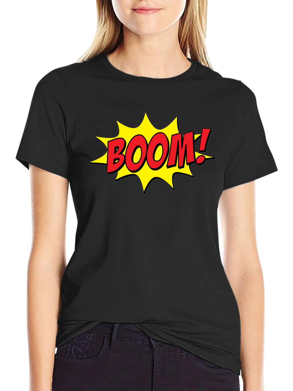 Comic Book Style BOOM! Graphic Black T-Shirt