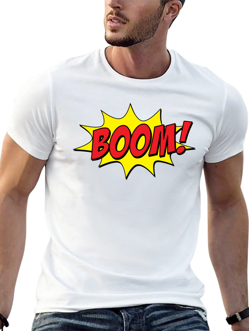 Comic Book Style BOOM! Graphic Black T-Shirt