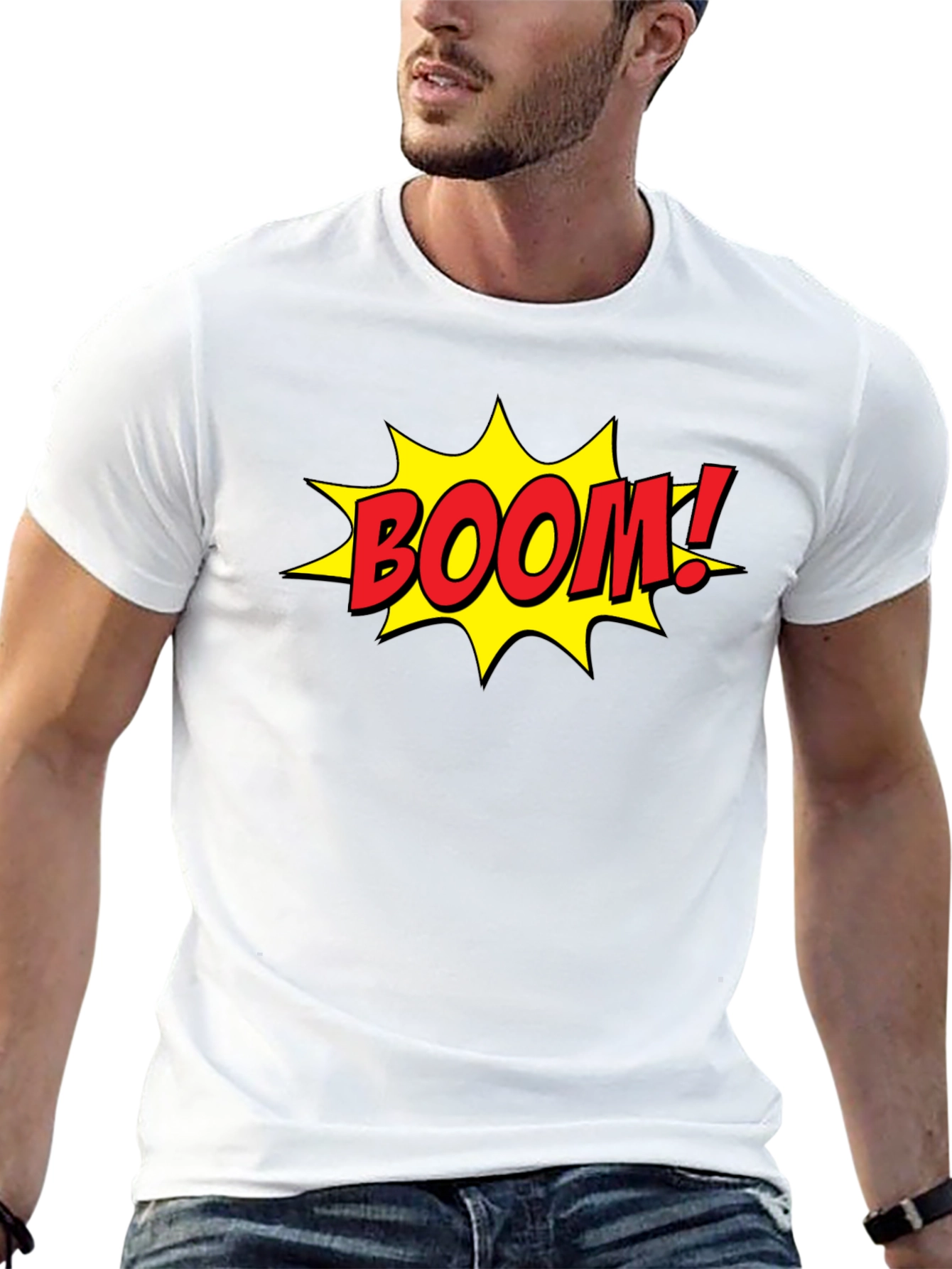 Comic Book Style BOOM! Graphic Black T-Shirt
