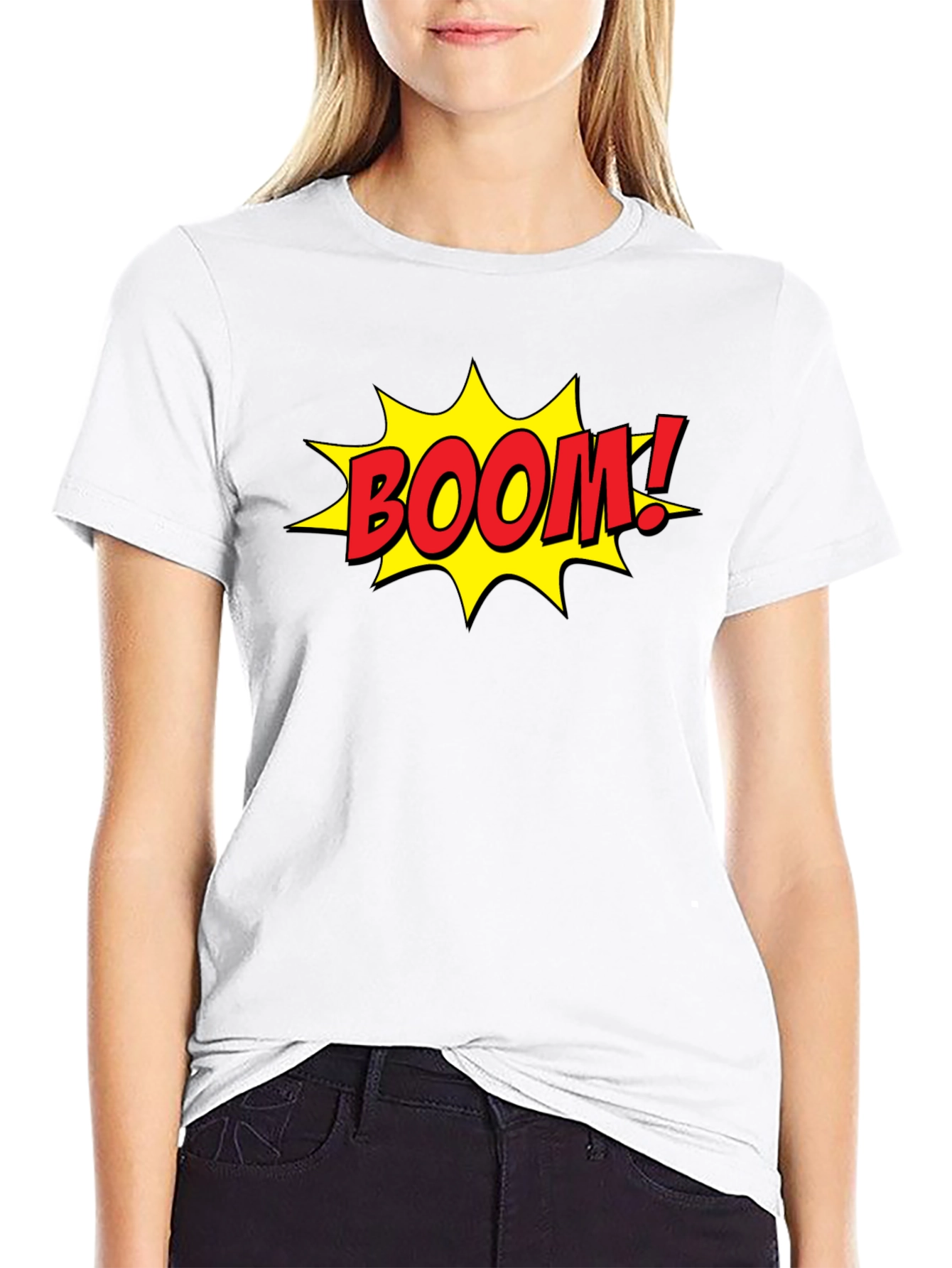 Comic Book Style BOOM! Graphic Black T-Shirt