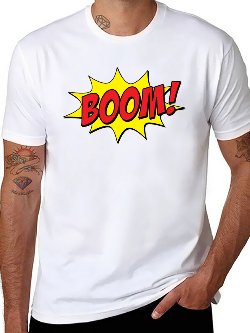 Comic Book Style BOOM! Graphic Black T-Shirt