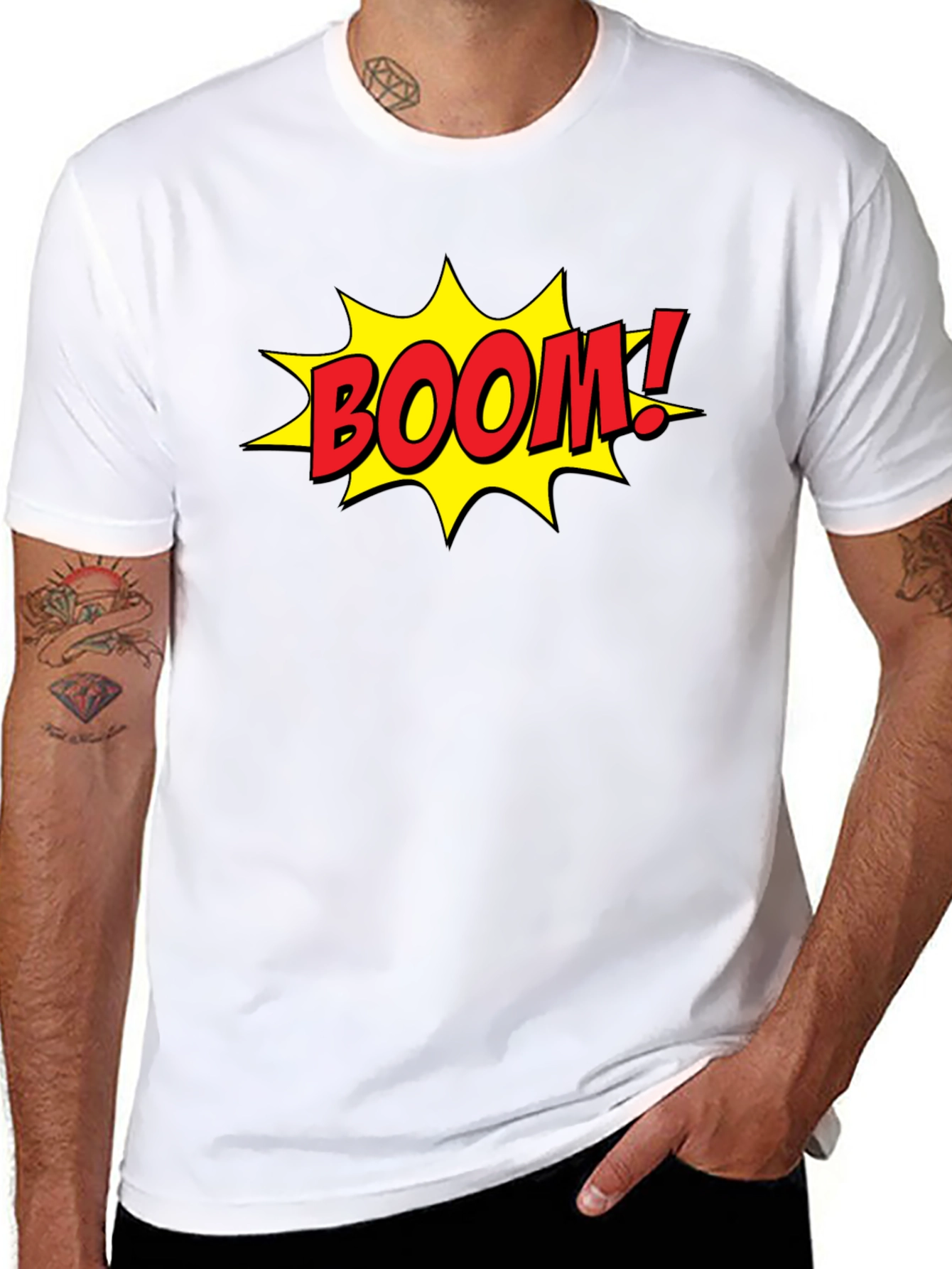 Comic Book Style BOOM! Graphic Black T-Shirt