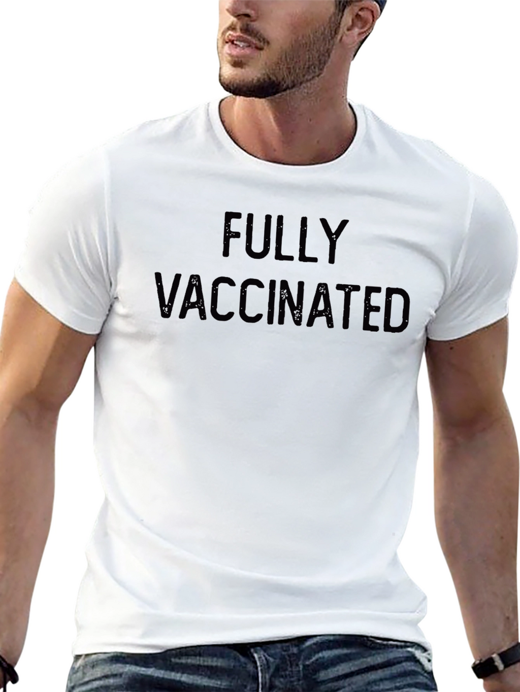 Fully Vaccinated Black Graphic T-Shirt