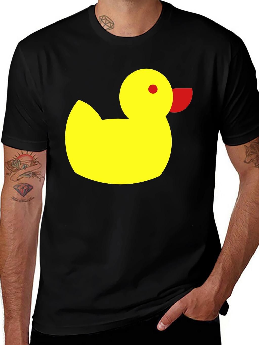 Duck Graphic Tee - Black Cotton Casual Shirt