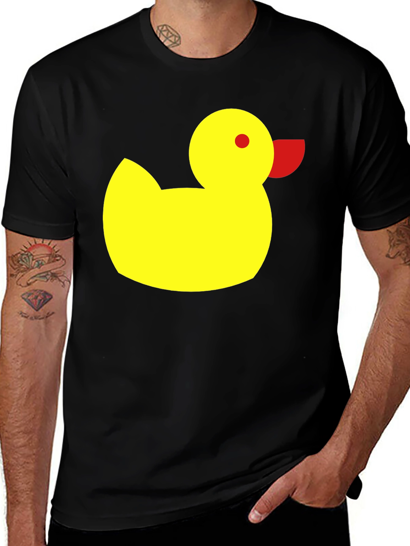 Duck Graphic Tee - Black Cotton Casual Shirt