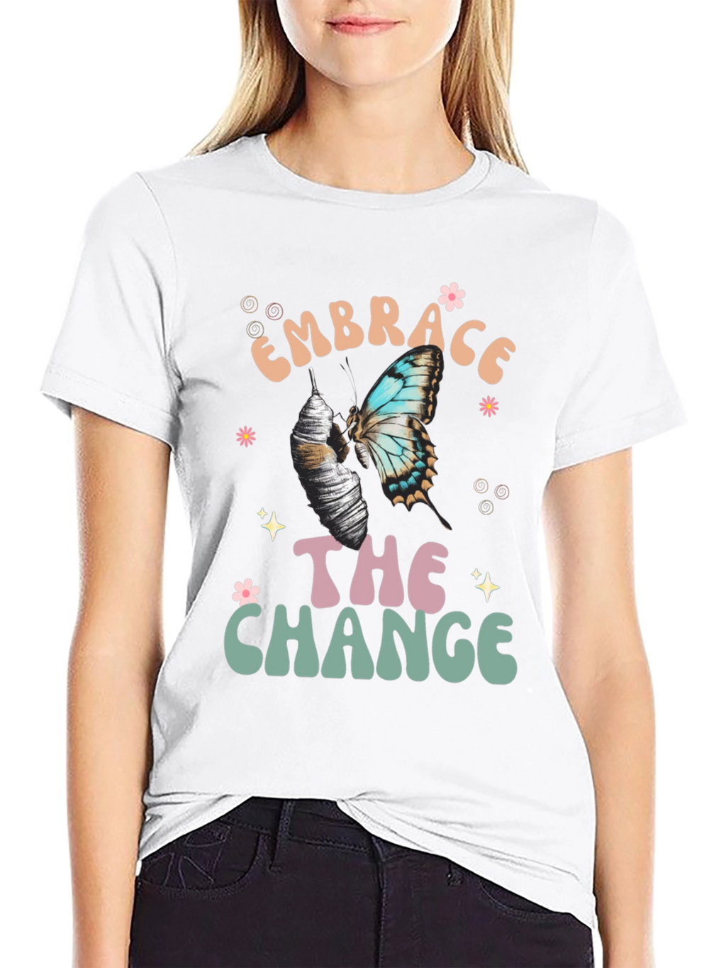 Embrace The Change Butterfly Graphic T-Shirt