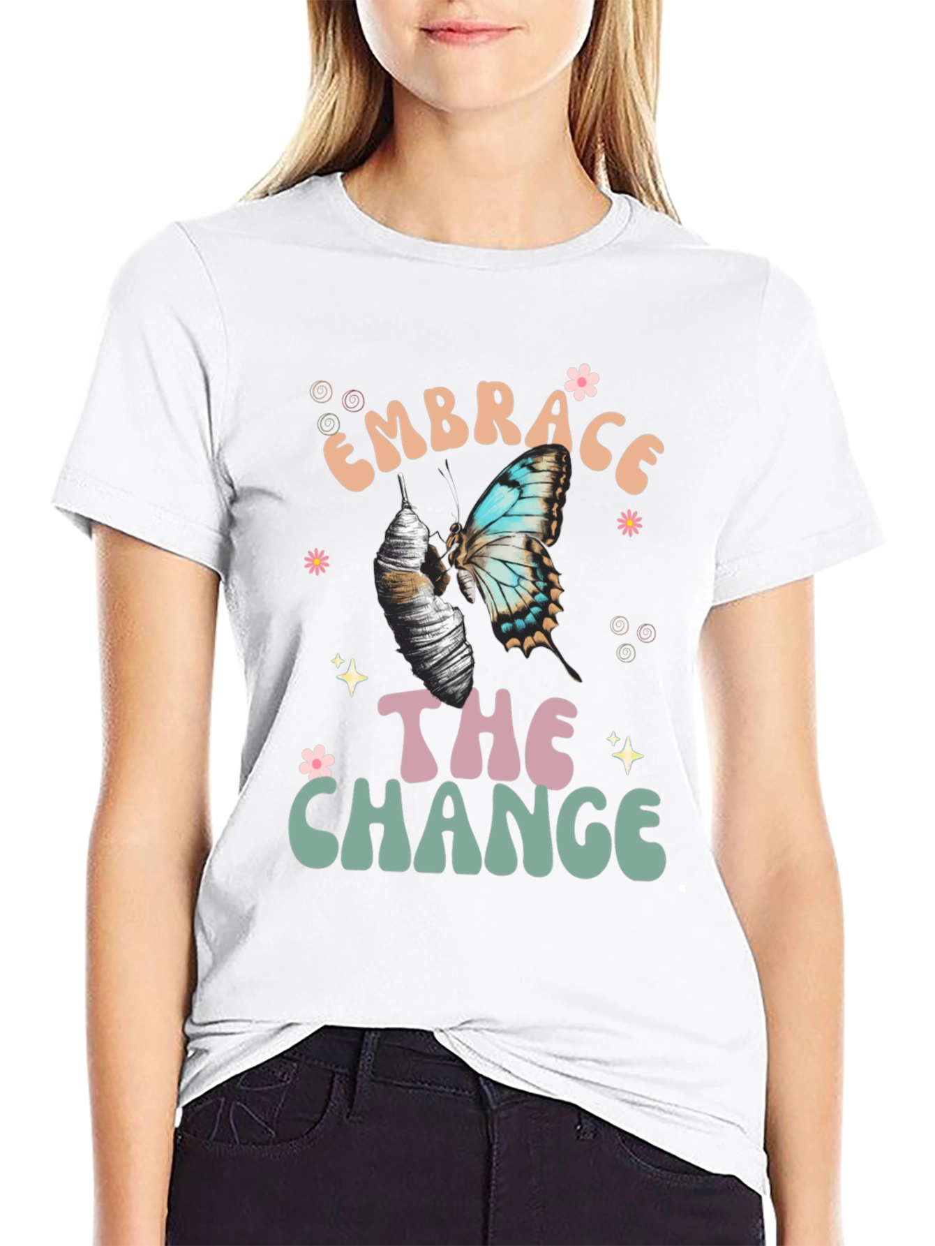 Embrace The Change Butterfly Graphic T-Shirt