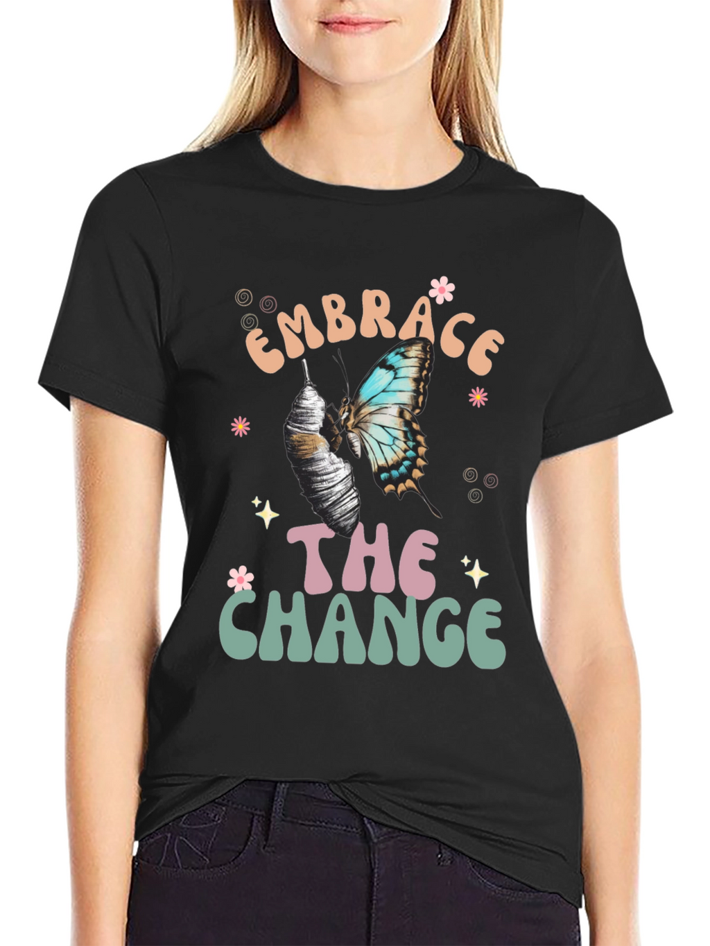 Embrace The Change Butterfly Graphic T-Shirt