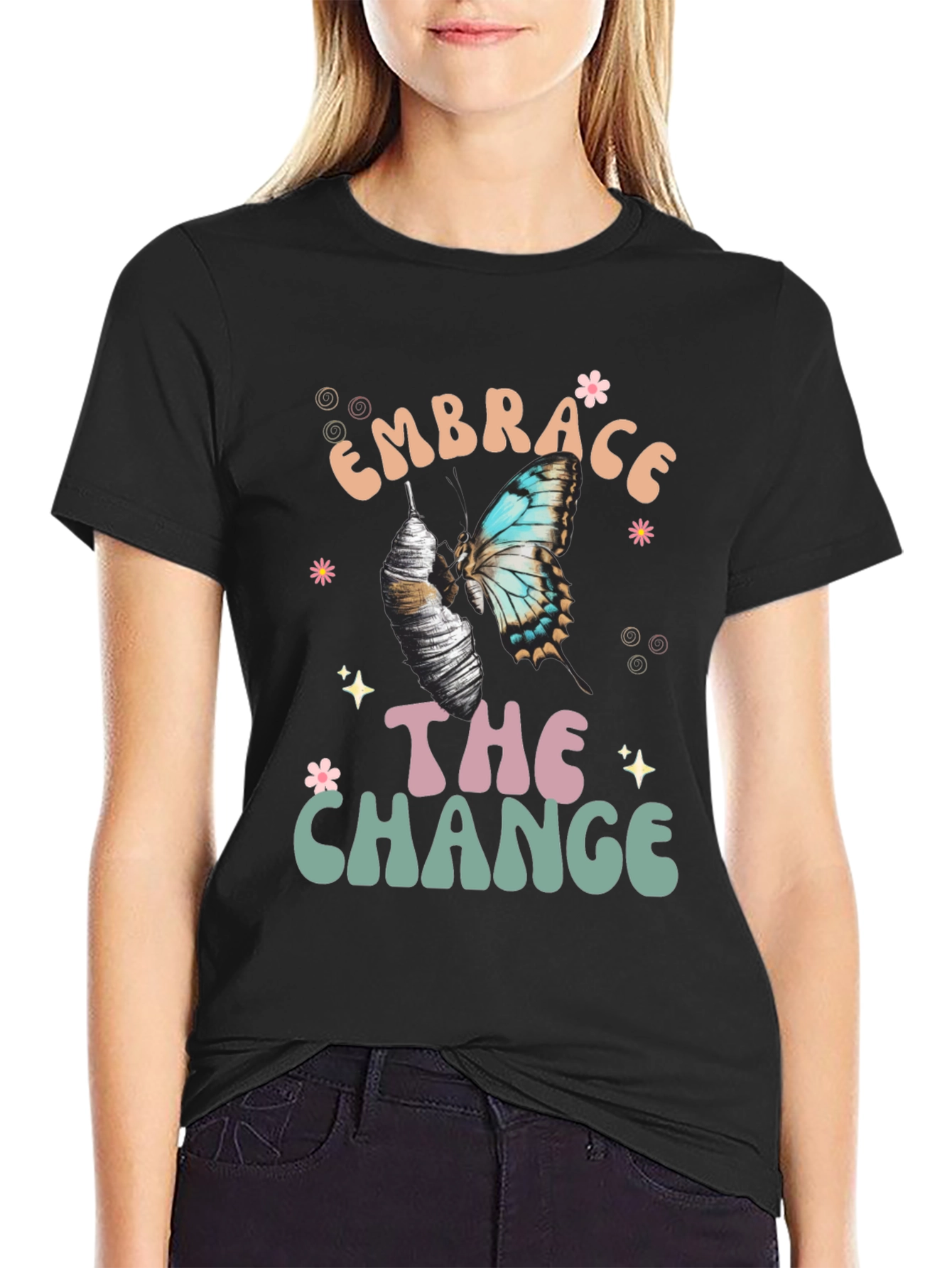 Embrace The Change Butterfly Graphic T-Shirt