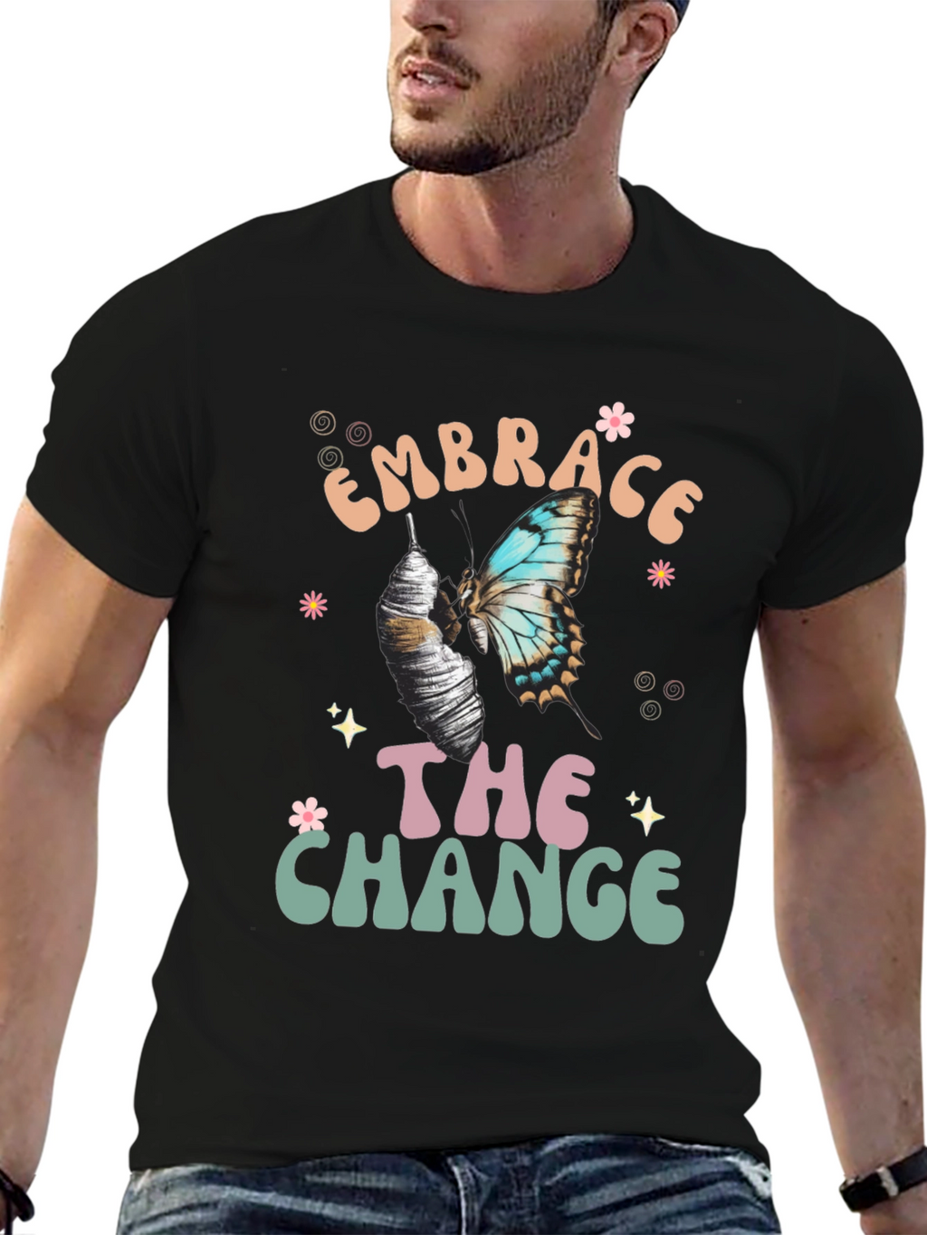 Embrace The Change Butterfly Graphic T-Shirt