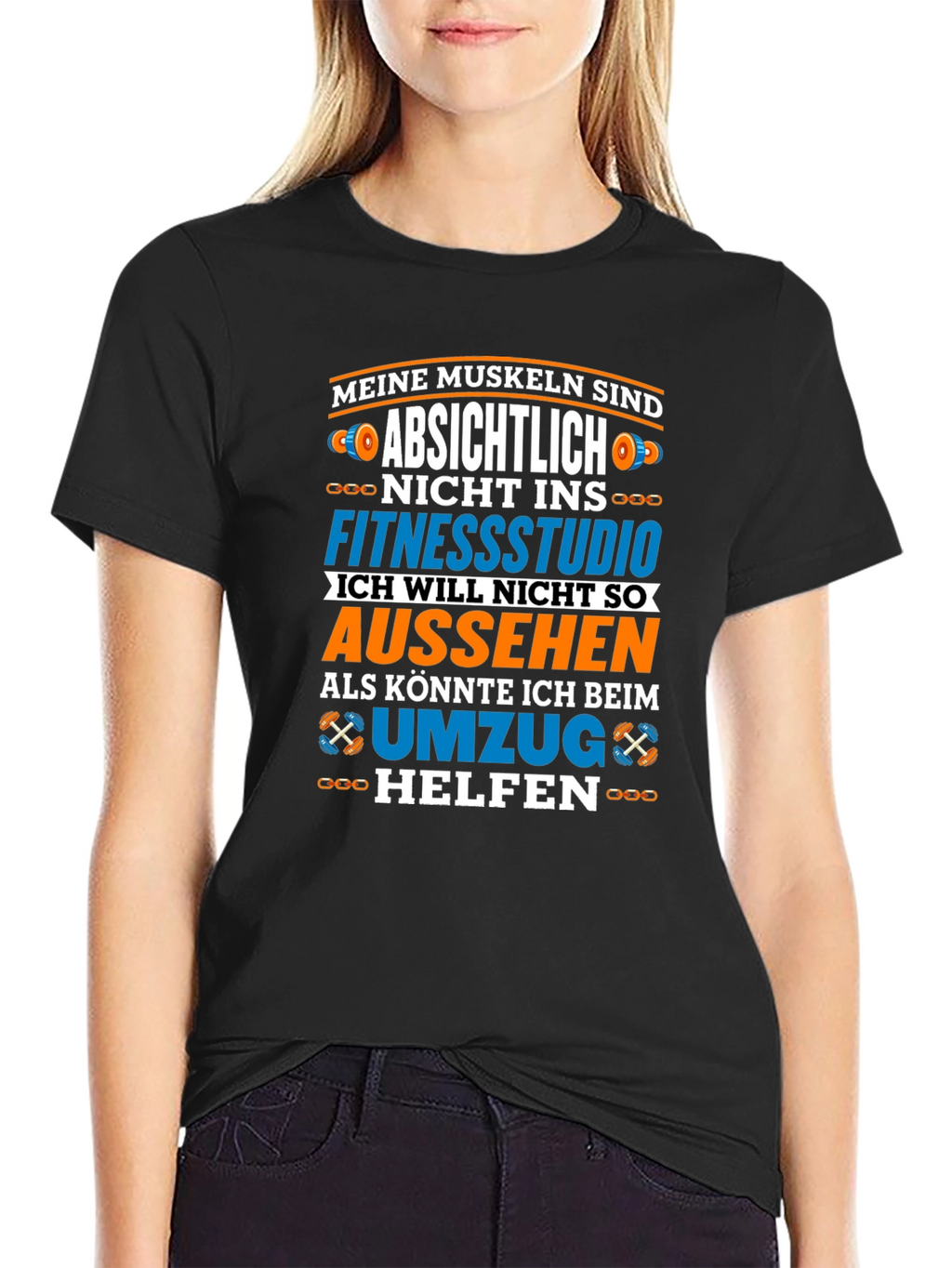 Funny German Gym T-Shirt: Muscles & Moving