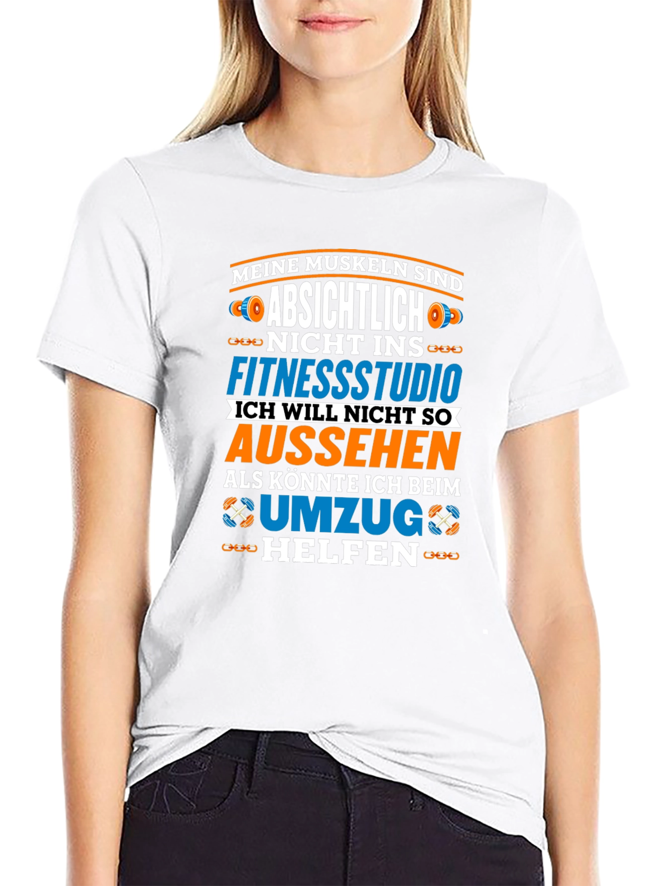 Funny German Gym T-Shirt: Muscles & Moving