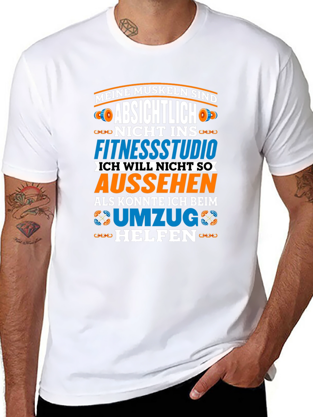 Funny German Gym T-Shirt: Muscles & Moving