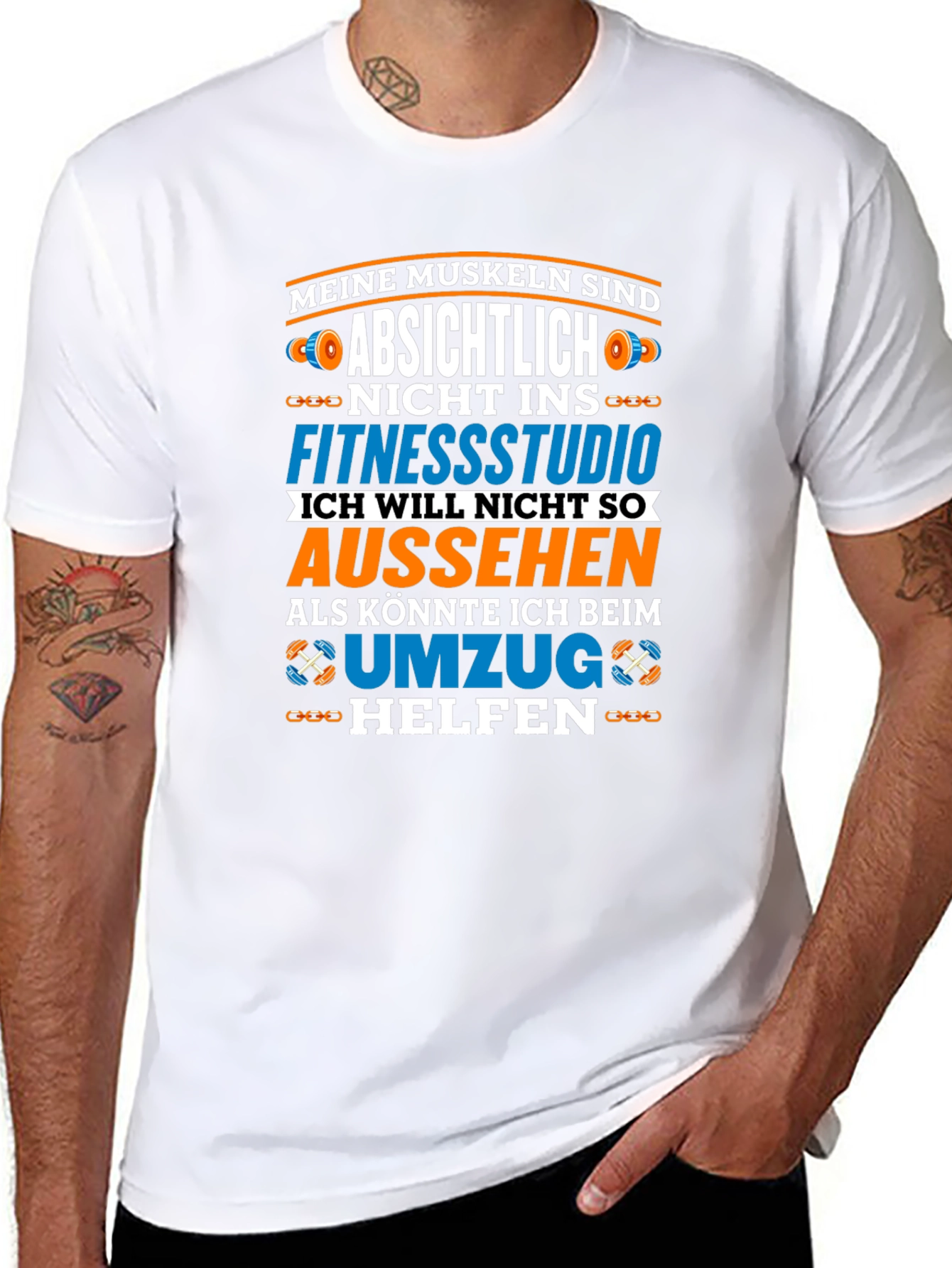 Funny German Gym T-Shirt: Muscles & Moving