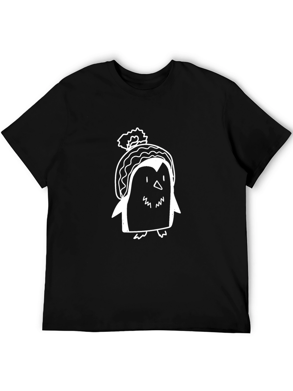 Penguin in Beanie Graphic T-Shirt