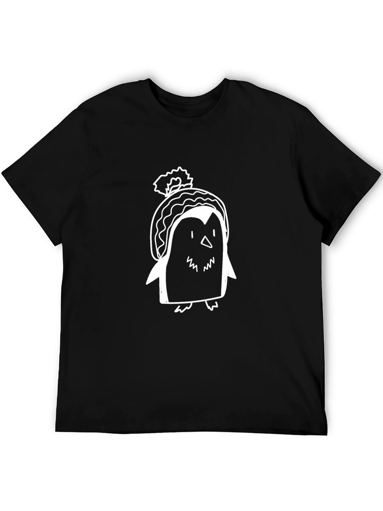 Penguin in Beanie Graphic T-Shirt