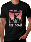 Play Guitars Pet Dogs Graphic T-Shirt