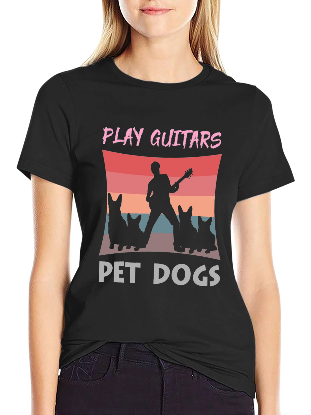Play Guitars Pet Dogs Graphic T-Shirt
