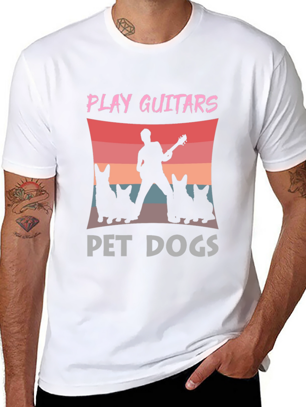 Play Guitars Pet Dogs Graphic T-Shirt