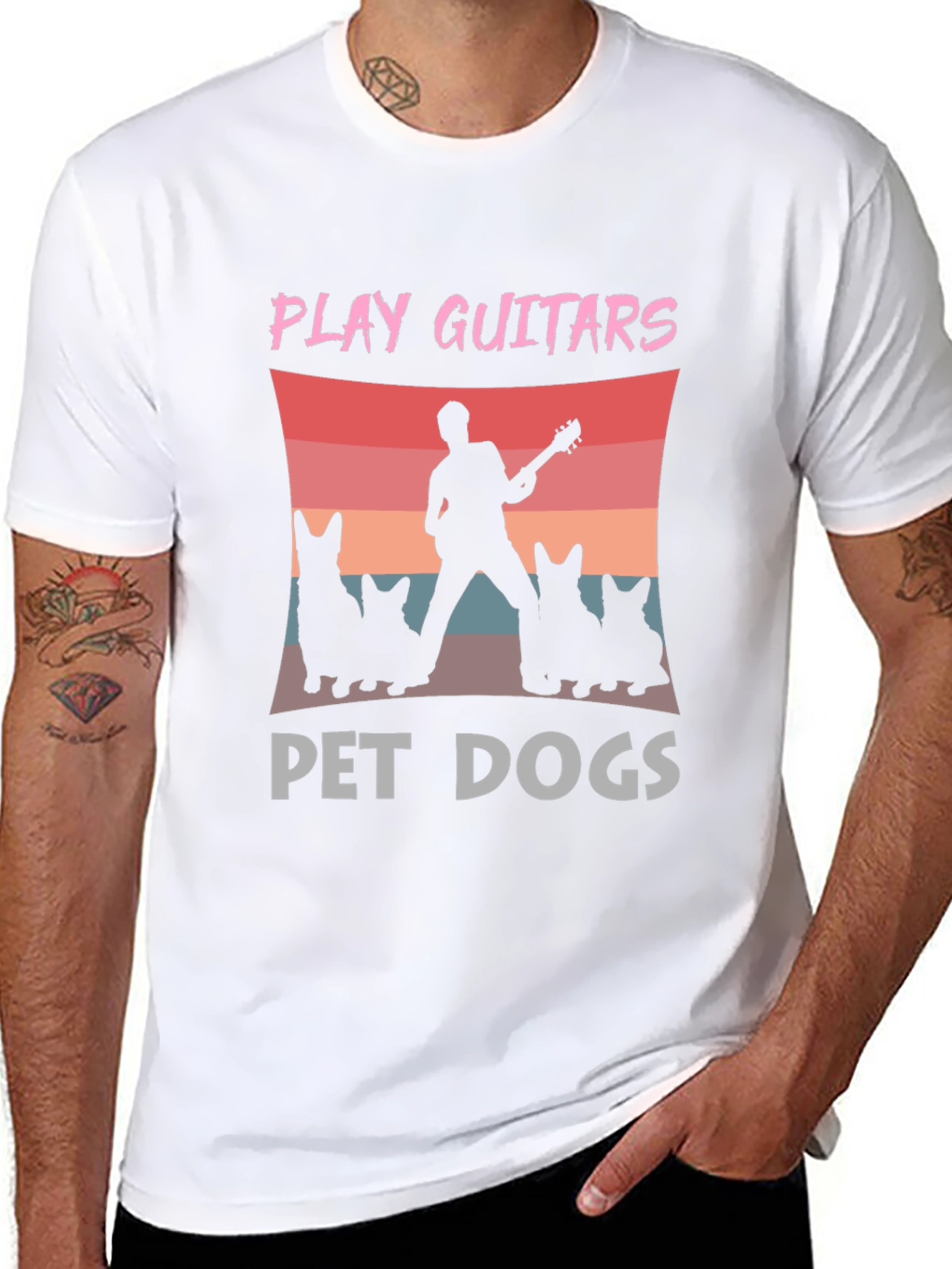 Play Guitars Pet Dogs Graphic T-Shirt